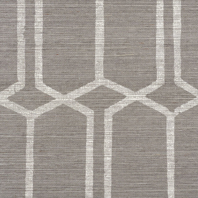 Modern Trellis Sisal Charcoal by Schumacher Hand Screen Printed Geometric Wallpaper – Schumacher 5010101