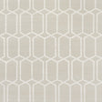 Modern Trellis Hemp Shimmer wallpaper in Moonstone by Schumacher, handprinted on sisal with a geometric trellis pattern and subtle shimmer.