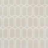 Modern Trellis Hemp Shimmer wallpaper in Moonstone by Schumacher, handprinted on sisal with a geometric trellis pattern and subtle shimmer.