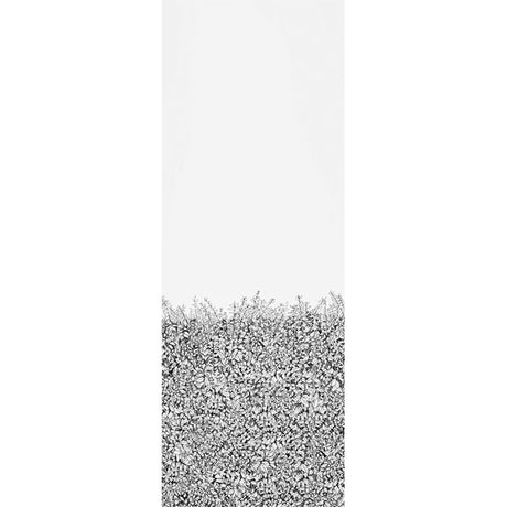 Greenery Galore Vinyl Panel - black pen and ink foliage wallcovering panel by Schumacher, shown in a modern bedroom setting.