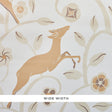 Art Deco style wallpaper featuring leaping gazelles and foliage in natural tones, Les Gazelles au Bois by Schumacher.