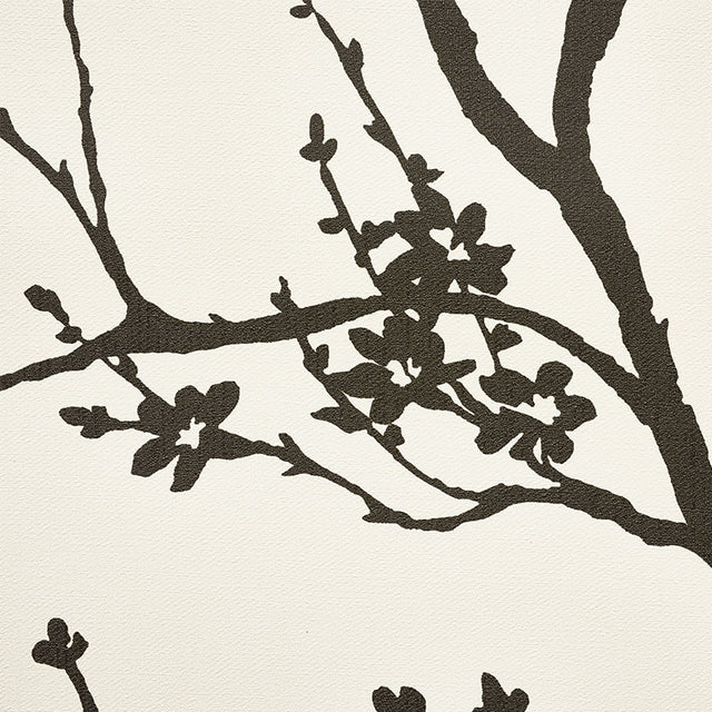 Twiggy Vinyl Black on Ivory by Schumacher Silver Lining Performance Wallcoverings – 5010150