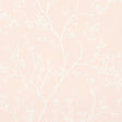 Twiggy Vinyl Blush wallpaper with delicate flowering branches on a linen-like textured vinyl background by Schumacher