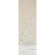 Chinois Palais Vinyl Panel in Stone by Mary McDonald for Schumacher, featuring exotic birds and cherry blossoms on a stippled background.