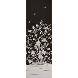 Chinois Palais Vinyl Panel in Noir by Mary McDonald for Schumacher, featuring exotic birds and cherry blossoms on a black background.