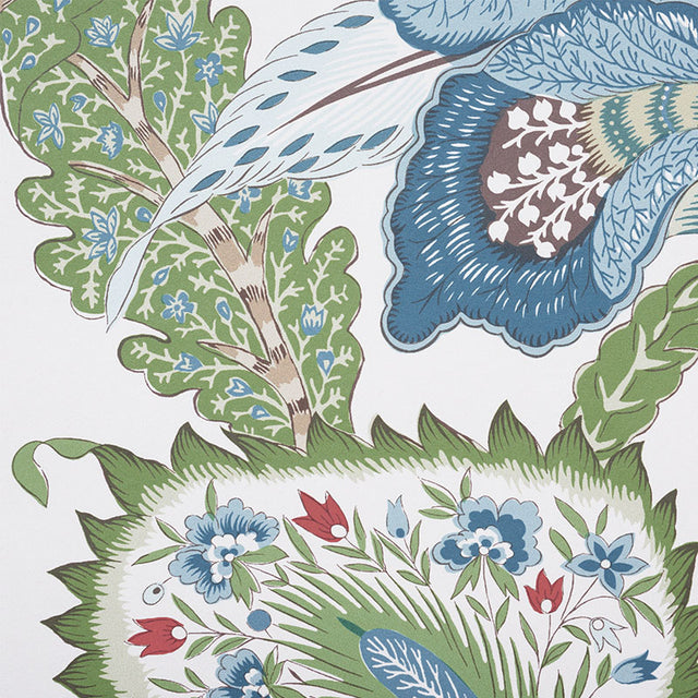 Anjou Stripe Emerald by Timothy Corrigan Classic Floral Stripe Wallpaper – Schumacher 5010170