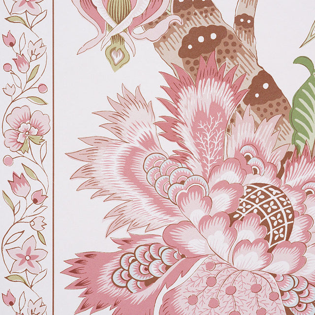 Anjou Stripe Blush by Timothy Corrigan Wide-Width Floral Stripe Wallpaper – Schumacher 5010171