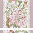 Anjou Stripe Blush by Timothy Corrigan for Schumacher. Wide-width wallpaper featuring elegant stripes and lush floral motifs in blush, green, and brown tones.