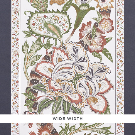 Anjou Stripe wallpaper in Saffron by Timothy Corrigan for Schumacher, featuring elegant stripes and lush floral motifs in a wide width design.