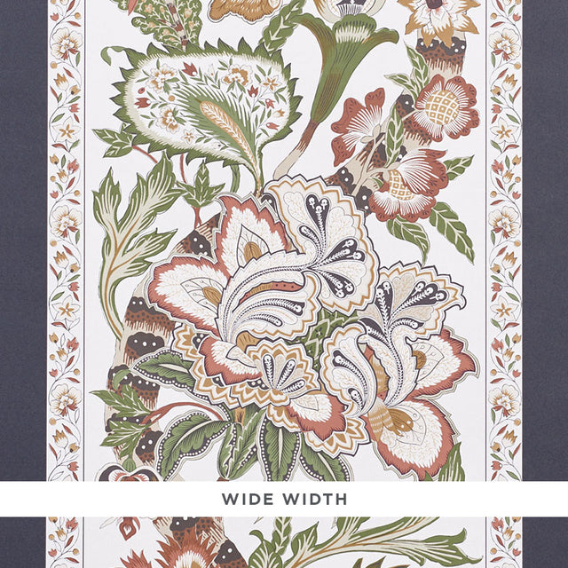 Anjou Stripe wallpaper in Saffron by Timothy Corrigan for Schumacher, featuring elegant stripes and lush floral motifs in a wide width design.