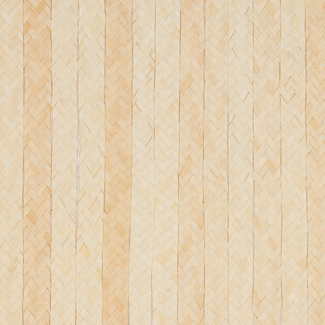 Braided Buri wallcovering in natural, featuring hand-braided buri palm fiber with subtle stripes for a relaxed, beach-inspired look.
