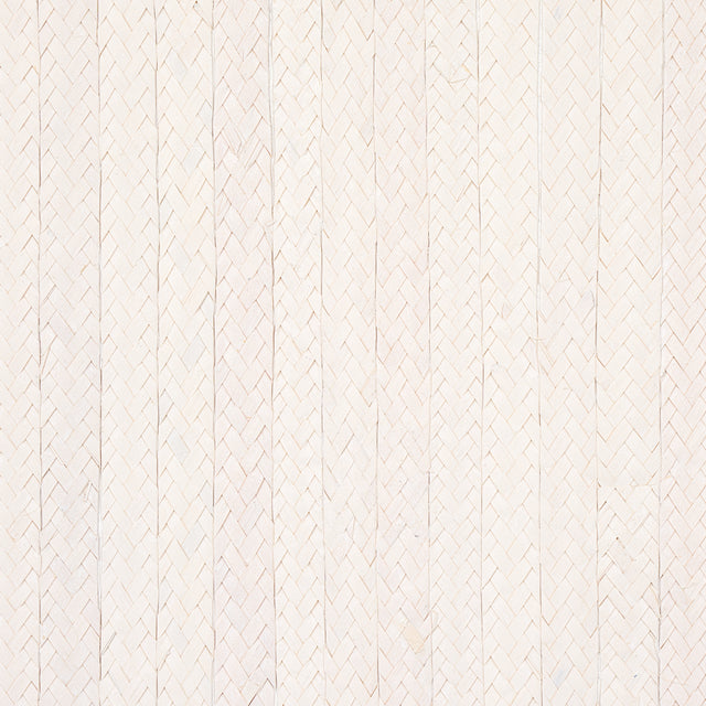 Braided Buri wallcovering in ivory with hand-braided buri palm fiber on a natural ground, subtle stripes, and a relaxed beach-inspired look.