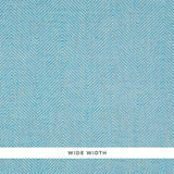 Herringbone Paperweave wallpaper in Sky blue, wide two-tone herringbone weave texture by Schumacher