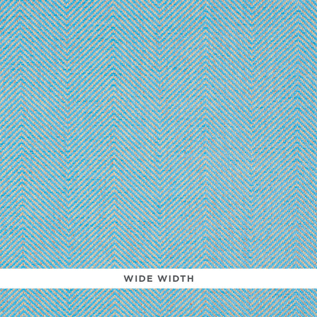 Herringbone Paperweave wallpaper in Sky blue, wide two-tone herringbone weave texture by Schumacher