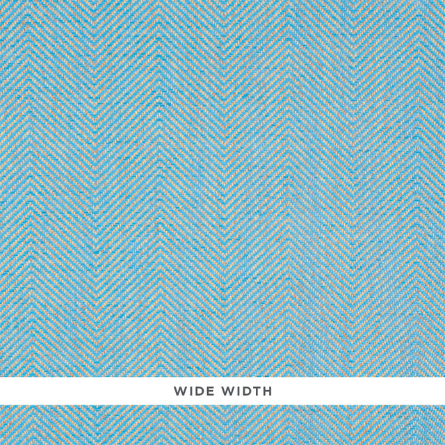 Herringbone Paperweave wallpaper in Sky blue, wide two-tone herringbone weave texture by Schumacher