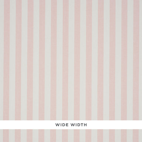 Linen Stripe Blush wide-width wallpaper with elegant pink and white vertical stripes and a woven texture