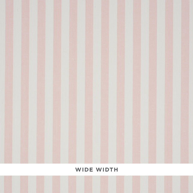 Linen Stripe Blush wide-width wallpaper with elegant pink and white vertical stripes and a woven texture