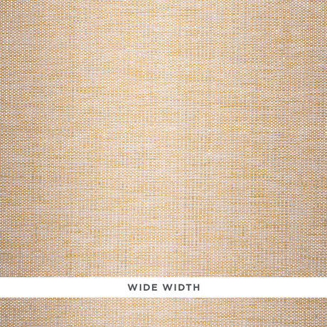 Close-up of Schumacher Metal Paperweave wallpaper in Sand, showing its tweedy, metallic woven texture.