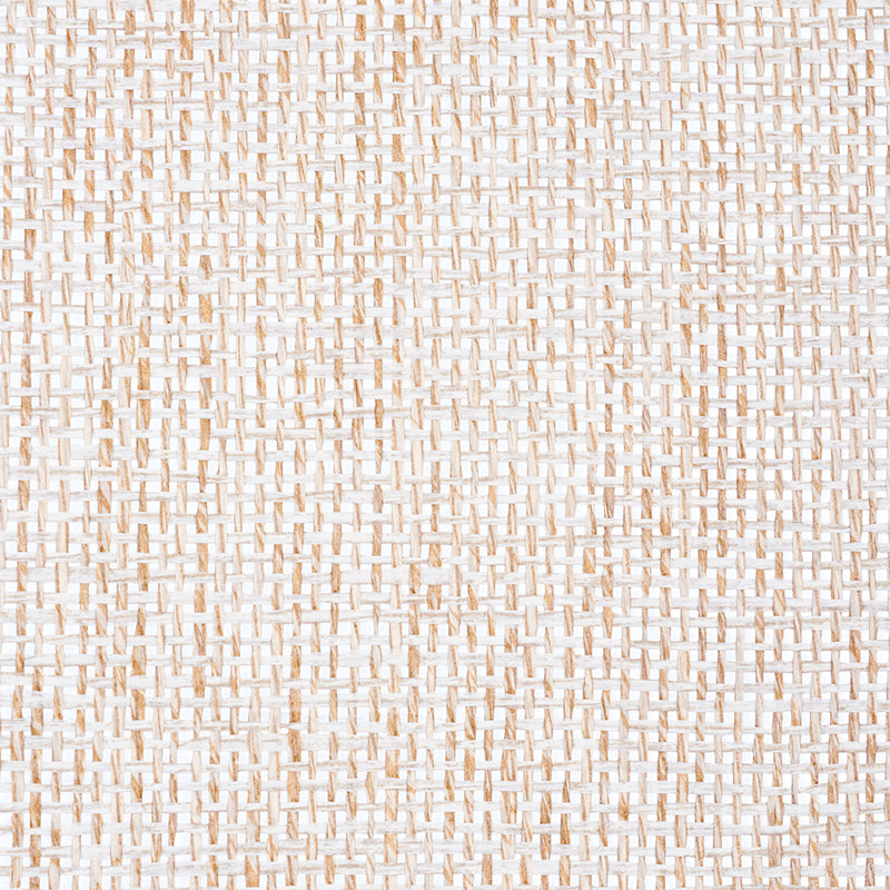 Open Paperweave Shimmer platinum wallpaper with an irregular open weave of natural paper fibers on a metallic background.