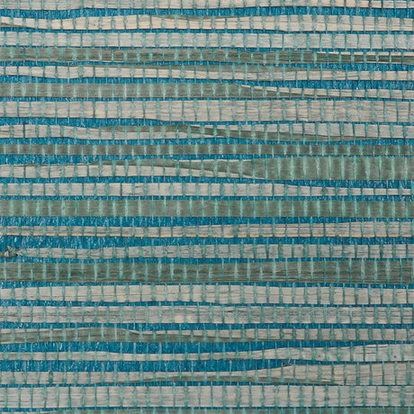 Dyed Raffia blue woven textured wallcovering by Schumacher