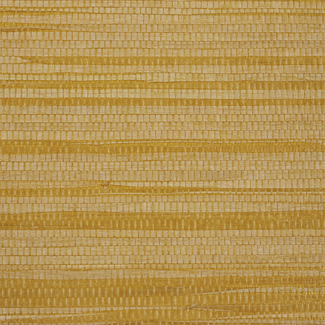 Dyed Raffia yellow textured wallcovering with woven stripe effect by Schumacher
