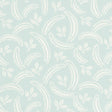 Delia Sky botanical wallpaper by Schumacher, featuring a softly graphic leaf and frond pattern in light blue and white.