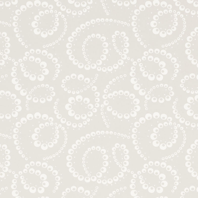 Dorian Dove abstracted botanical swirl wallpaper by Schumacher, shown in a soft neutral colorway with a multi-directional pattern.