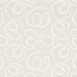Dorian Dove abstracted botanical swirl wallpaper by Schumacher, shown in a soft neutral colorway with a multi-directional pattern.