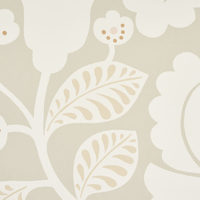 JACKIE Neutral Floral Arts & Crafts Wallpaper – Schumacher 5010372