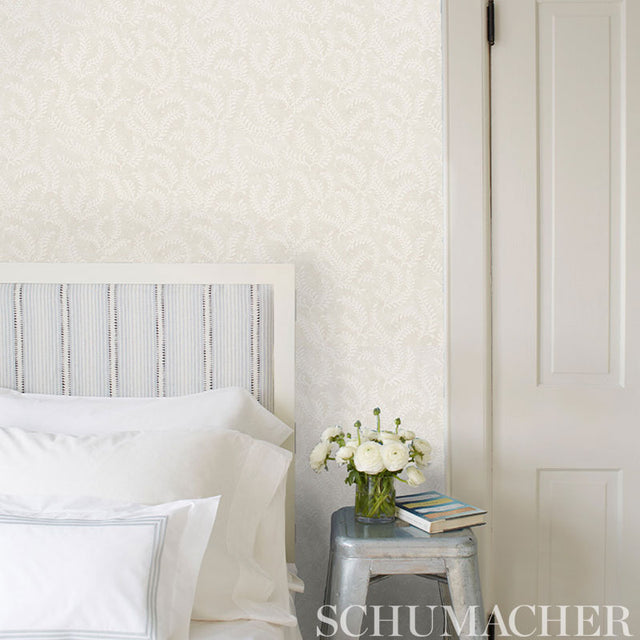 Etched Fern Natural by Schumacher Wallflowers Collection Botanical Wallpaper – Schumacher 5010380
