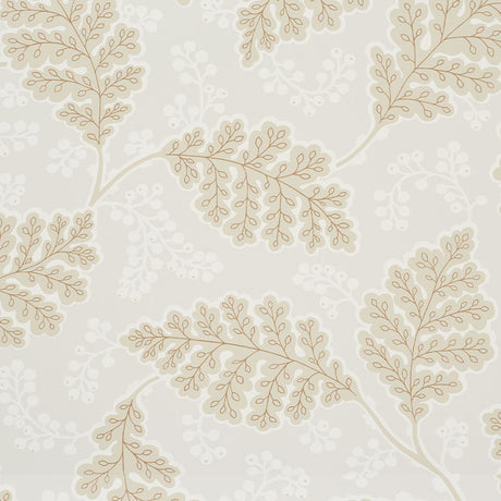 Estelle wallpaper in neutral colorway featuring bold, stylized florals with a contemporary Arts & Crafts feel by Schumacher.