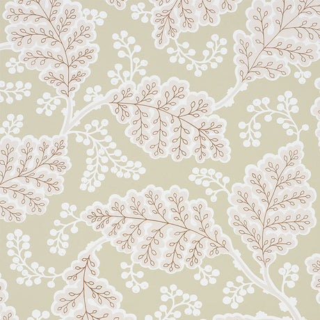 Estelle Blush by Schumacher - Bold stylized floral wallpaper in blush and neutral tones, contemporary Arts & Crafts style.