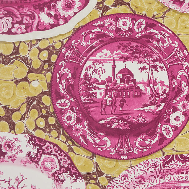 Plates & Platters Magenta & Yellow by Johnson Hartig Wide-Width Wallpaper – Schumacher 5010412