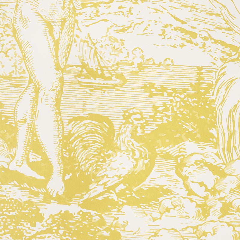 Modern Toile Yellow by Johnson Hartig Wide-Width Wallpaper – Schumacher 5010422