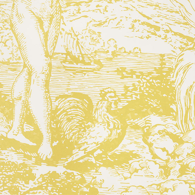 Modern Toile Yellow by Johnson Hartig Wide-Width Wallpaper – Schumacher 5010422