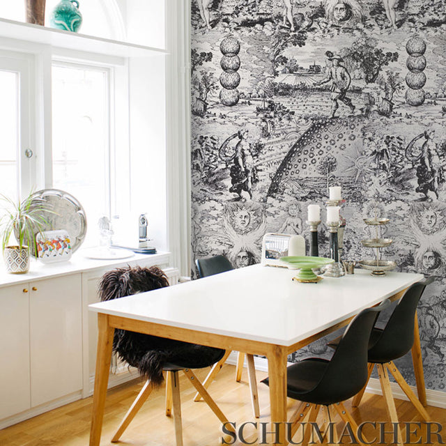 Modern Toile Yellow by Johnson Hartig Wide-Width Wallpaper – Schumacher 5010422