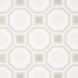 HANOVER Quartz geometric lattice wallpaper by Schumacher, Step Lively Collection, non-woven material, modern octagonal and square pattern in neutral tones.