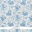 POMEGRANATE BOTANICAL wallpaper in blue, a mid-scale botanical print with lush, multi-directional floral design by Schumacher.