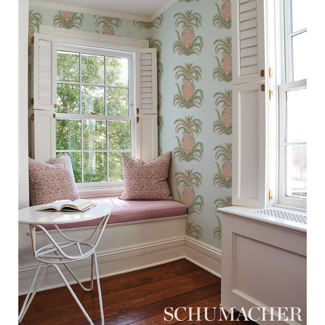 Pineapples Sky by Schumacher Whimsical Botanical Wallpaper – Schumacher 5010450