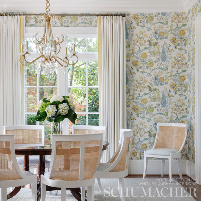Persian Lancers Citron by Schumacher Signature Scenic Floral Wallpaper – 5010460