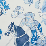 Persian Lancers Porcelain by Schumacher Blue Equestrian Floral Wallpaper – Schumacher 5010461