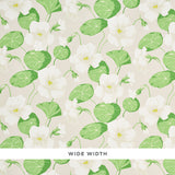Nasturtium Stone by Schumacher - Large scale white and green floral wallpaper on a neutral background