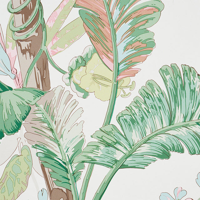 Tropique Blush by Schumacher Painterly Tropical Botanical Wallpaper – Schumacher 5010481