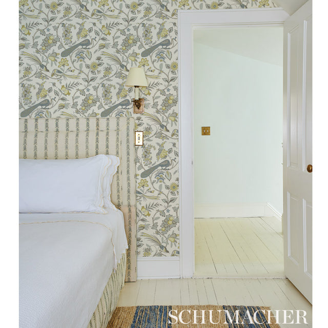Campagne Peacock & Rouge by Schumacher French Botanical Scenic Wallpaper – Schumacher 5010512