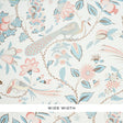 Campagne wallpaper in Peacock & Rouge by Schumacher features a lively French-inspired pattern with birds, plumes, blossoms, and vines.