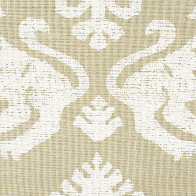 Regalia Sisal Ivory on Natural by Schumacher Mirrored Lions Grasscloth Wallpaper – Schumacher 5010531