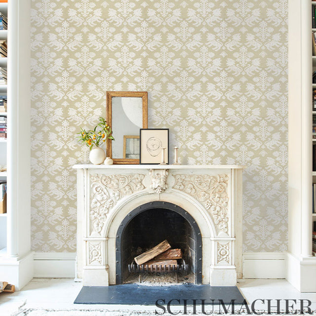 Regalia Sisal Ivory on Silver Wide Width Grasscloth Wallpaper – Schumacher 5010532