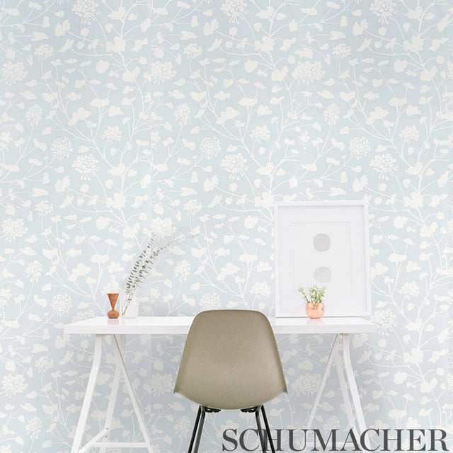 Pennick Sky Floral Wallpaper by Schumacher – Step Lively Collection 27 in x 4.5 ft per yard – 5010540