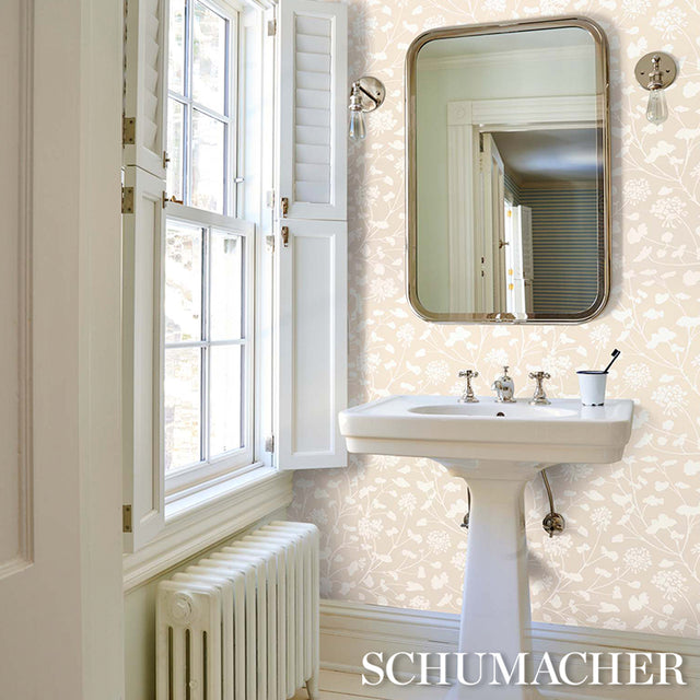Pennick Neutral Floral Wallpaper by Schumacher – Moon River Collection 5010541