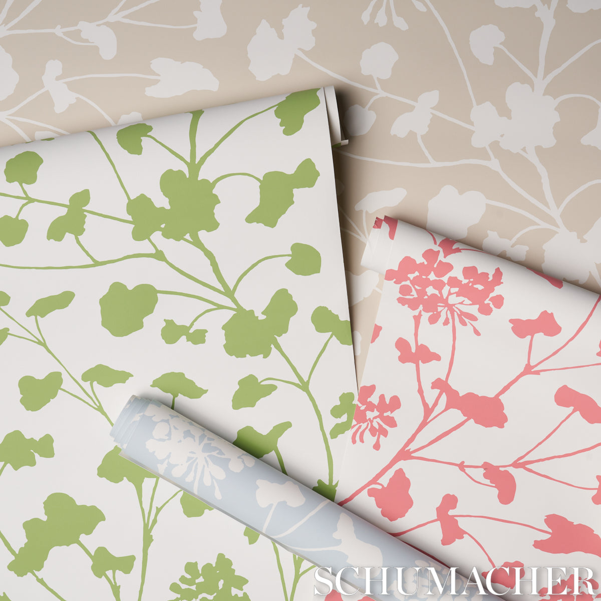 Pennick Coral on Ivory by Schumacher Painterly Floral Wallpaper – Schumacher 5010543